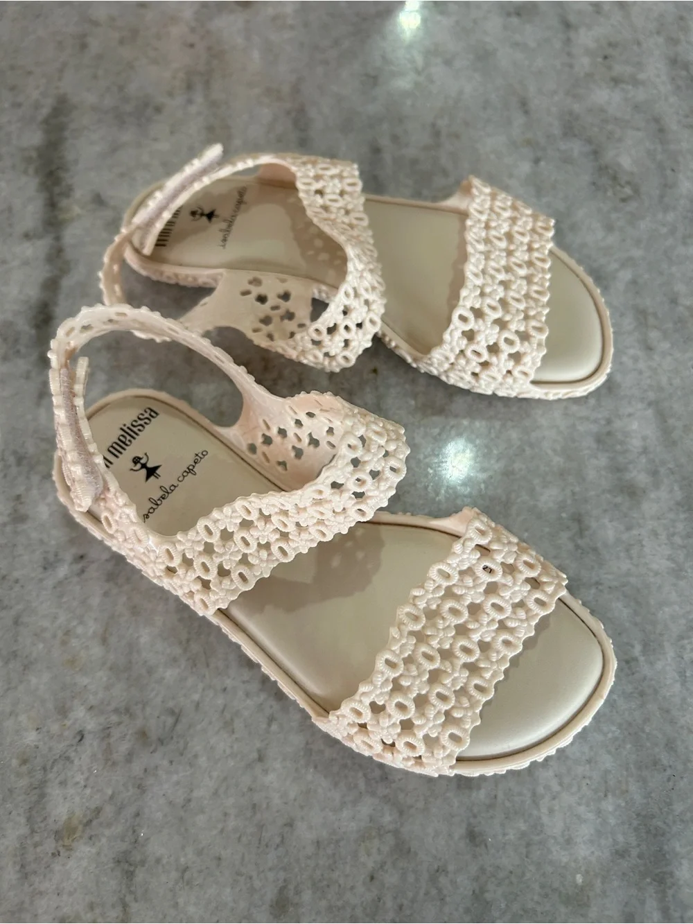 Mini Melissa Little Girls Beige Panc + Isabela Capeto Sandals Size 11